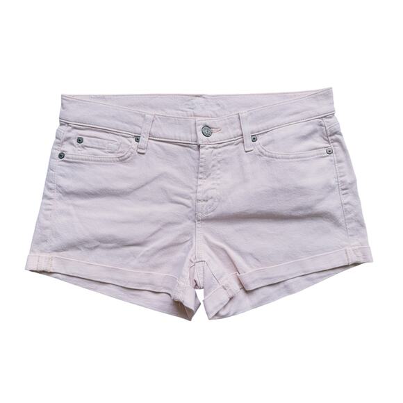 7 For All Mankind Cuffed Jean Shorts 29 Pastel Pink Cute Soft Girl Coquette Fall - Picture 3 of 6